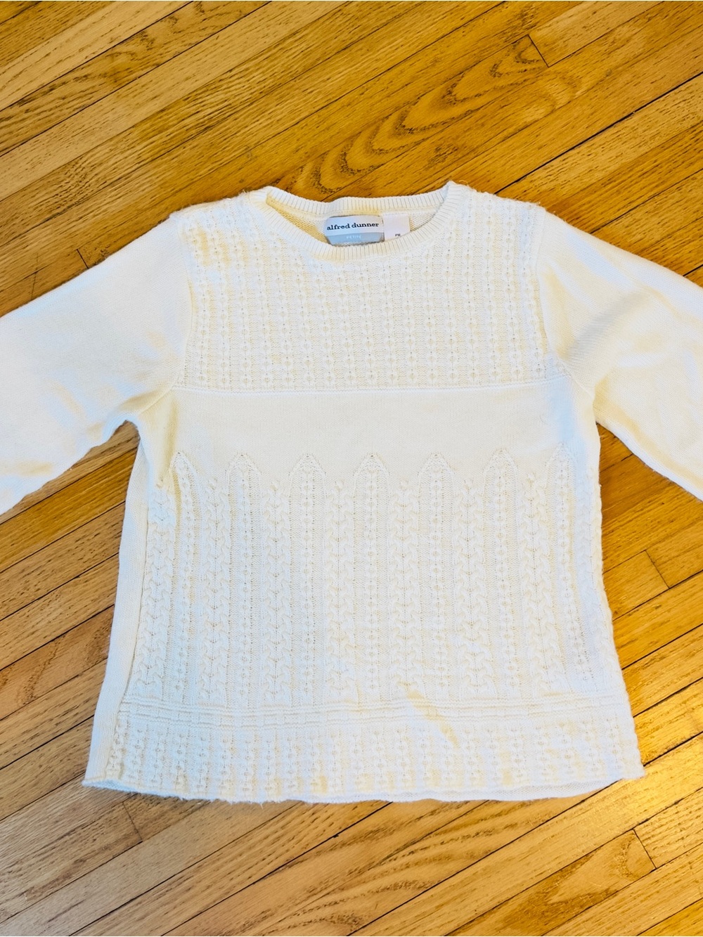 Alfred Dunner Cream Petite Knit Sweater